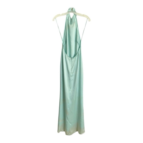 LAPOINTE Satin Halter Evening Gown Backless Maxi Dress in Mint Green Size 4 - Picture 7 of 14